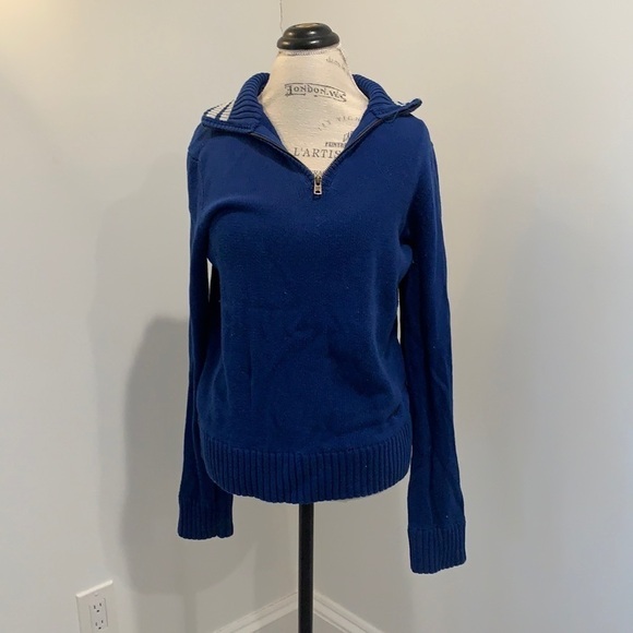 Men’s Aeropostale quarter-zip sweater royal blue 100% cotton size M - Picture 1 of 4
